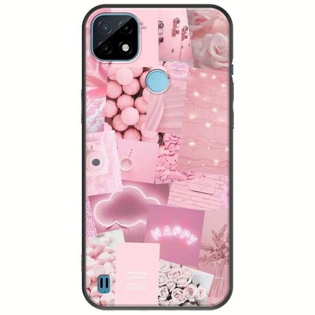 Aesthetic Pink Realme C21Y / Realme C25Y Black TPU (Μαύρη Σιλικόνη)