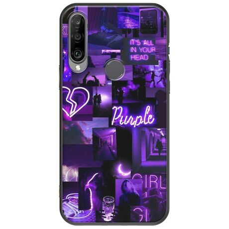 Aesthetic Purple Huawei Y6p Black TPU (Μαύρη Σιλικόνη)
