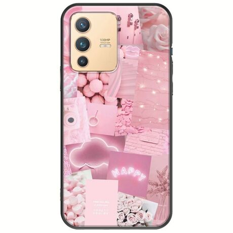 Aesthetic Pink Vivo V23 5G Black TPU (Μαύρη Σιλικόνη)