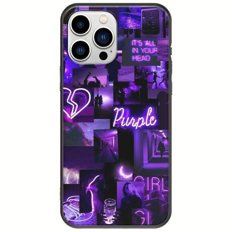 Aesthetic Purple iPhone 14 Pro Black TPU (Μαύρη Σιλικόνη)