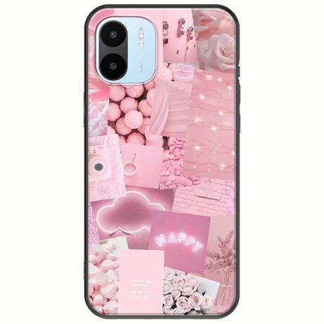 Aesthetic Pink Xiaomi Redmi A1 Black TPU (Μαύρη Σιλικόνη)