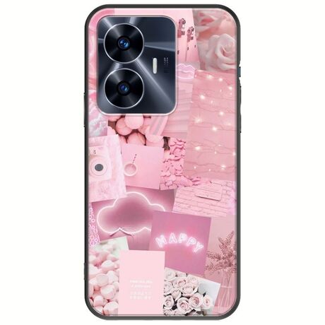 Aesthetic Pink Realme C55 Black TPU (Μαύρη Σιλικόνη)