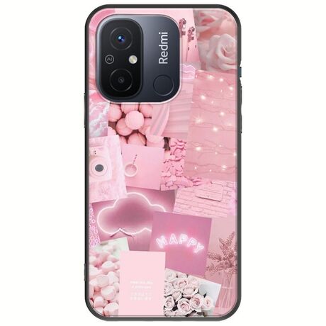 Aesthetic Pink Xiaomi Redmi 12C Black TPU (Μαύρη Σιλικόνη)