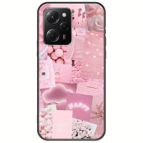 Aesthetic Pink Xiaomi Poco X5 Pro 5G Black TPU (Μαύρη Σιλικόνη)