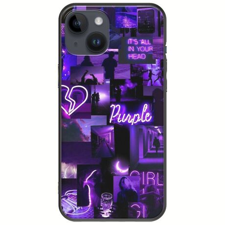 Aesthetic Purple iPhone 15 Plus Black TPU (Μαύρη Σιλικόνη)