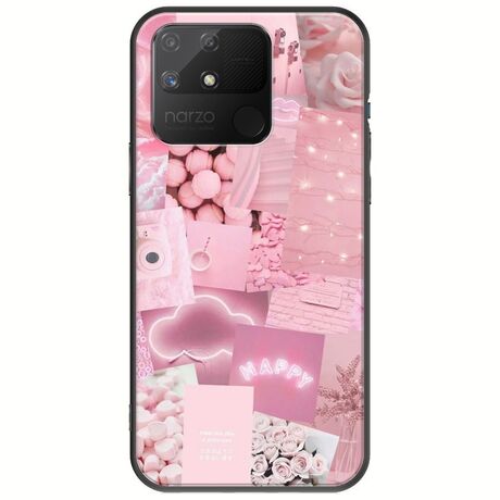 Aesthetic Pink Realme Narzo 50A Black TPU (Μαύρη Σιλικόνη)