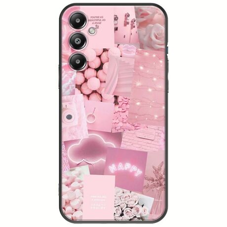 Aesthetic Pink Samsung Galaxy A25 5G Black TPU (Μαύρη Σιλικόνη)