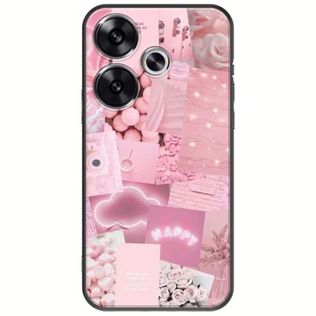 Aesthetic Pink Xiaomi Poco F6 5G Black TPU (Μαύρη Σιλικόνη)