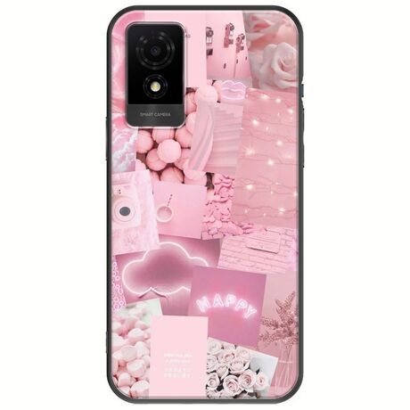 Aesthetic Pink TCL 501 Black TPU (Μαύρη Σιλικόνη)