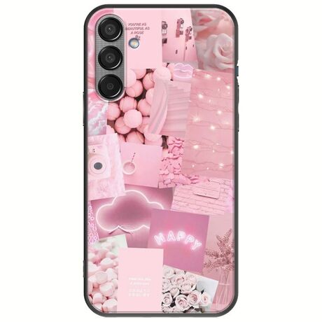 Aesthetic Pink Samsung Galaxy M55 5G Black TPU (Μαύρη Σιλικόνη)