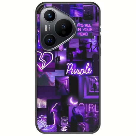 Aesthetic Purple Huawei Pura 70 Black TPU (Μαύρη Σιλικόνη)