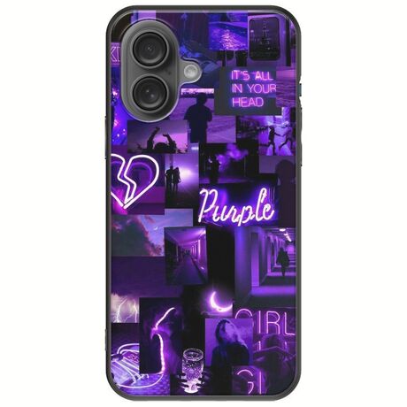 Aesthetic Purple iPhone 16 Plus Black TPU (Μαύρη Σιλικόνη)