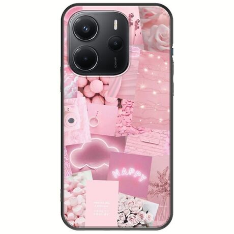 Aesthetic Pink Xiaomi Redmi Note 14 4G Black TPU (Μαύρη Σιλικόνη)