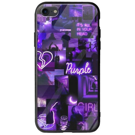 Aesthetic Purple iPhone 7 Groove TPU (Tempered Glass και TPU)