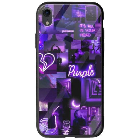 Aesthetic Purple iPhone XR Groove TPU (Tempered Glass και TPU)