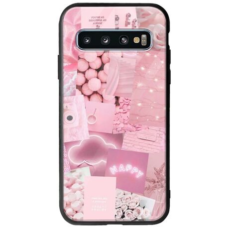 Aesthetic Pink Samsung Galaxy S10 Groove TPU (Tempered Glass και TPU)