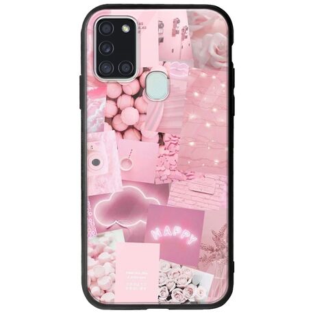 Aesthetic Pink Samsung Galaxy A21s Groove TPU (Tempered Glass και TPU)