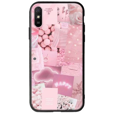 Aesthetic Pink Xiaomi Redmi 9A Groove TPU (Tempered Glass και TPU)