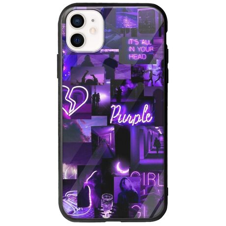 Aesthetic Purple iPhone 12 mini Groove TPU (Tempered Glass και TPU)