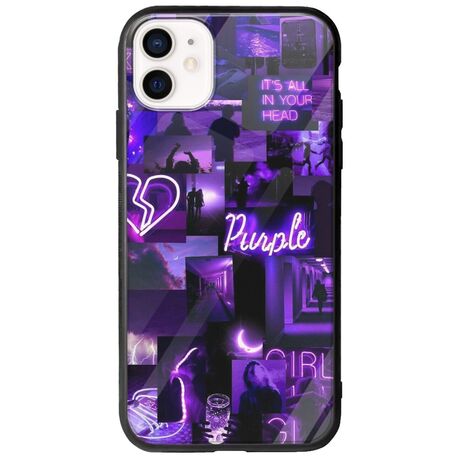 Aesthetic Purple iPhone 12 Groove TPU (Tempered Glass και TPU)
