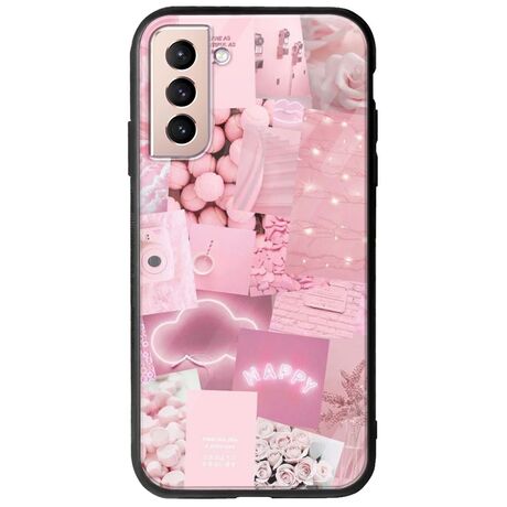 Aesthetic Pink Samsung Galaxy S21 Groove TPU (Tempered Glass και TPU)