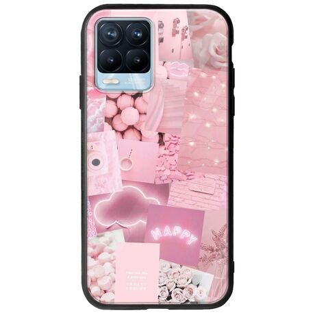 Aesthetic Pink Realme 8 / 8 Pro Groove TPU (Tempered Glass και TPU)