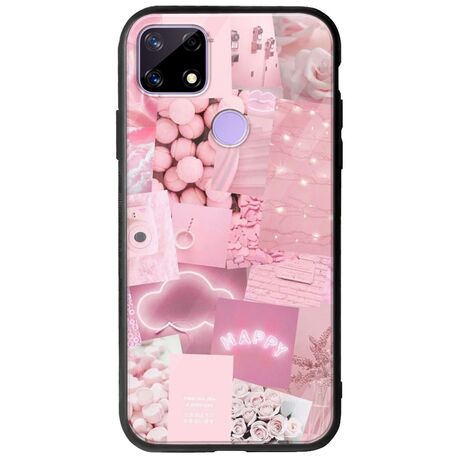 Aesthetic Pink Realme C21 Groove TPU (Tempered Glass και TPU)