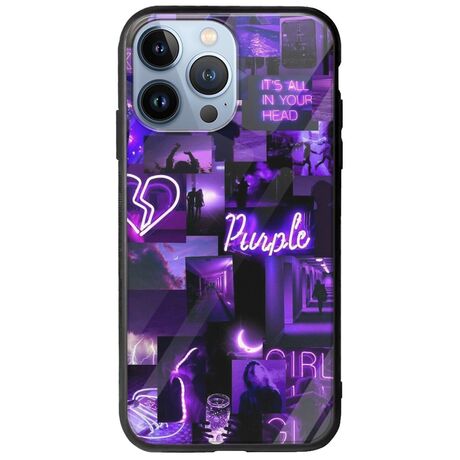 Aesthetic Purple iPhone 13 Pro Groove TPU (Tempered Glass και TPU)
