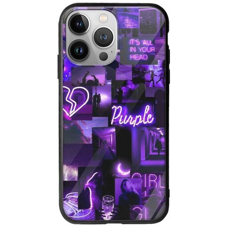 Aesthetic Purple iPhone 13 Pro Max Groove TPU (Tempered Glass και TPU)