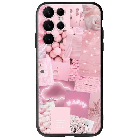 Aesthetic Pink Samsung Galaxy S22 Ultra Groove TPU (Tempered Glass και TPU)