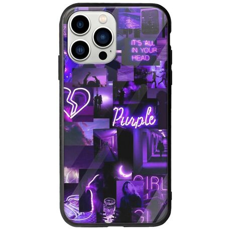 Aesthetic Purple iPhone 14 Pro Groove TPU (Tempered Glass και TPU)