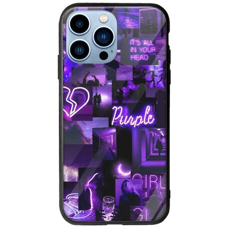 Aesthetic Purple iPhone 14 Pro Max Groove TPU (Tempered Glass και TPU)