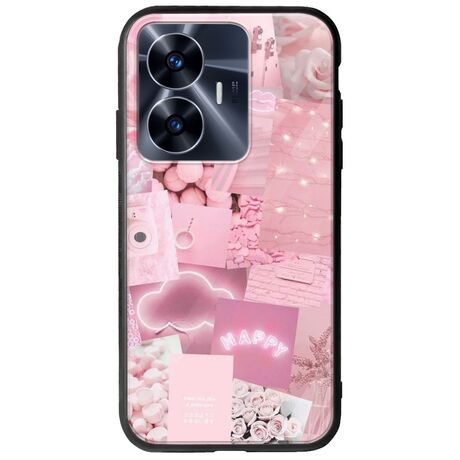 Aesthetic Pink Realme C55 Groove TPU (Tempered Glass και TPU)