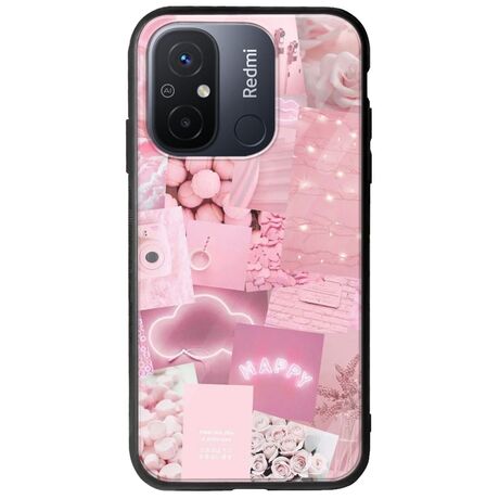 Aesthetic Pink Xiaomi Redmi 12C Groove TPU (Tempered Glass και TPU)