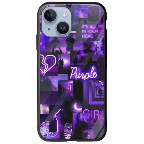Aesthetic Purple iPhone 15 Groove TPU (Tempered Glass και TPU)