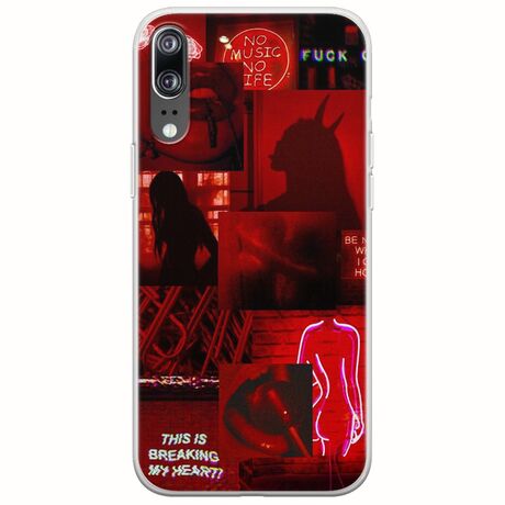 Aesthetic Red Huawei P20 Flexible TPU (Διάφανη Σιλικόνη)