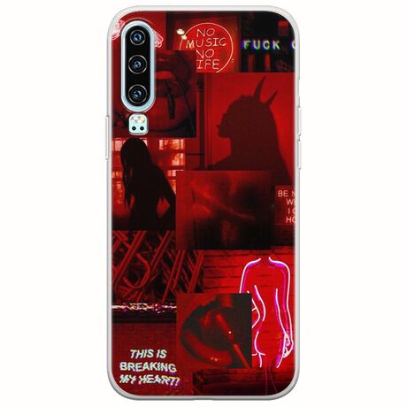 Aesthetic Red Huawei P30 Flexible TPU (Διάφανη Σιλικόνη)