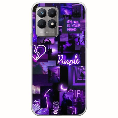 Aesthetic Purple Realme 8i Flexible TPU (Διάφανη Σιλικόνη)