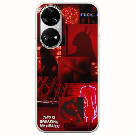 Aesthetic Red Huawei P50 Pro Flexible TPU (Διάφανη Σιλικόνη)