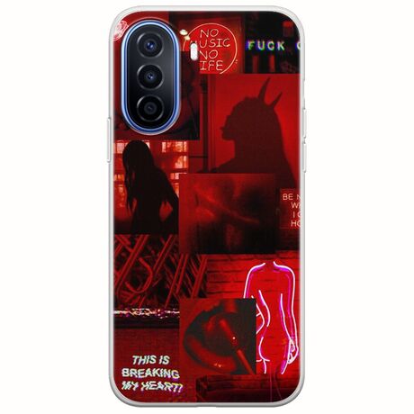 Aesthetic Red Huawei Nova Y70 Flexible TPU (Διάφανη Σιλικόνη)