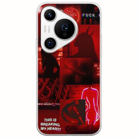 Aesthetic Red Huawei Pura 70 Pro Flexible TPU (Διάφανη Σιλικόνη)