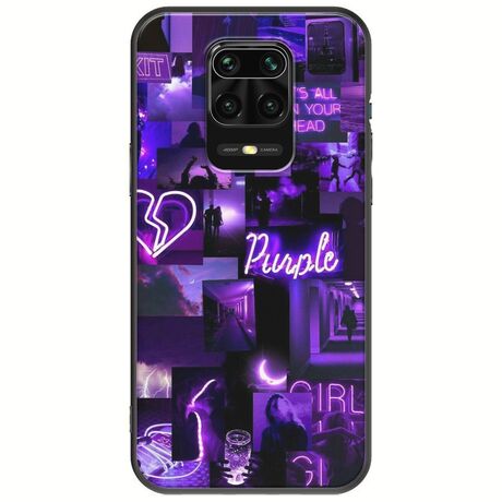 Aesthetic Purple Xiaomi Redmi Note 9S / 9 Pro / 9 Pro Max Black TPU (Μαύρη Σιλικόνη)
