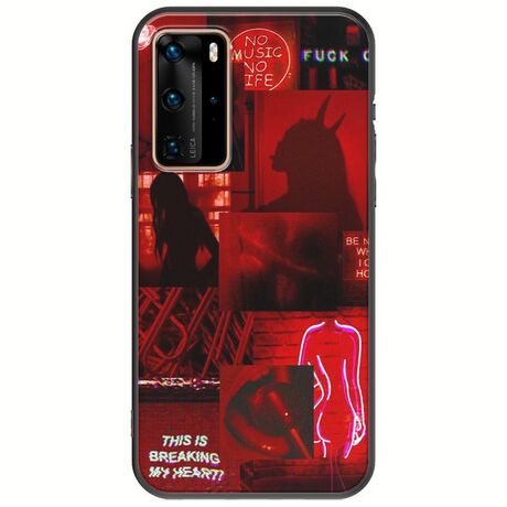 Aesthetic Red Huawei P40 Pro Black TPU (Μαύρη Σιλικόνη)