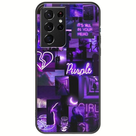 Aesthetic Purple Samsung Galaxy S21 Ultra Black TPU (Μαύρη Σιλικόνη)
