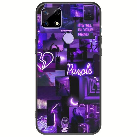 Aesthetic Purple Realme C21 Black TPU (Μαύρη Σιλικόνη)