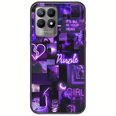Aesthetic Purple Realme 8i Black TPU (Μαύρη Σιλικόνη)