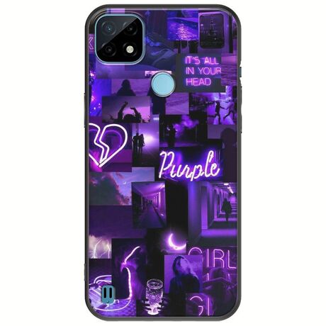 Aesthetic Purple Realme C21Y / Realme C25Y Black TPU (Μαύρη Σιλικόνη)