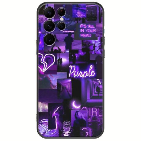 Aesthetic Purple Samsung Galaxy S22 Ultra Black TPU (Μαύρη Σιλικόνη)