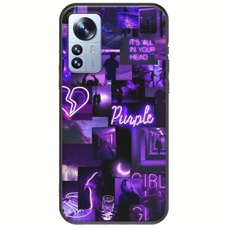 Aesthetic Purple Xiaomi 12 Pro Black TPU (Μαύρη Σιλικόνη)
