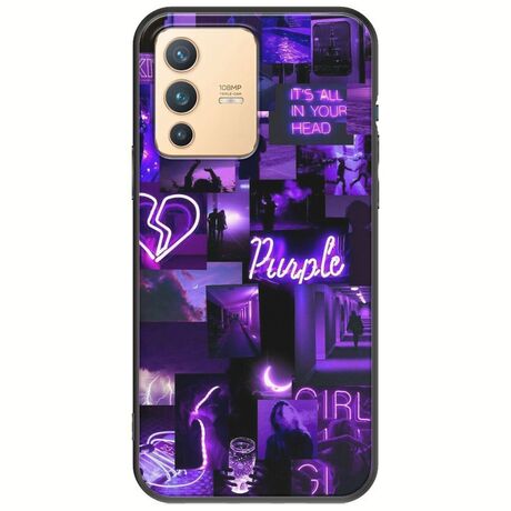 Aesthetic Purple Vivo V23 5G Black TPU (Μαύρη Σιλικόνη)